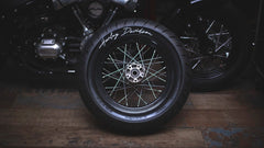 Handwritten Urethane Tire Lettering Decals for Harley-Davidson Motorcycles
