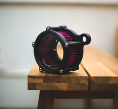 Aperture – DSLR-Style Carbon-Fiber Air Cleaner with Swappable Lens for Harley-Davidson Sportster Intake Systems