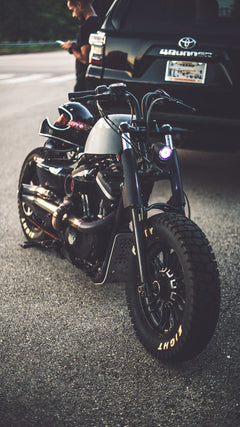 ProjectARM: Glass Beam LED Headlight with Carbon Fiber Arm for Harley-Davidson Sportster