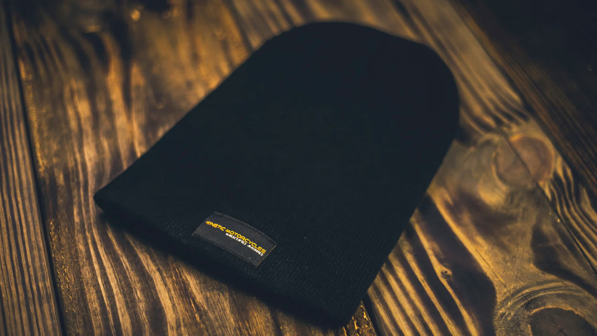 Tagline Beanie – Soft Cotton Beanie with "Kinetic Motorcycles" Label